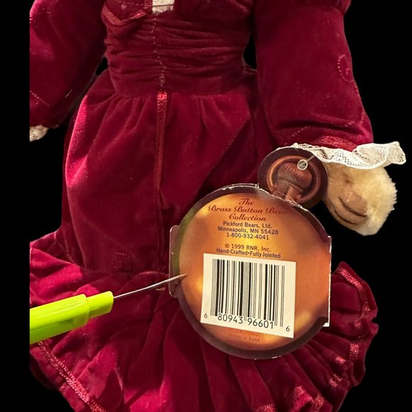 Vintage Brass Button Bears Gabrielle 20th Century Collectibles with Stand 14” - Picture 8 of 8